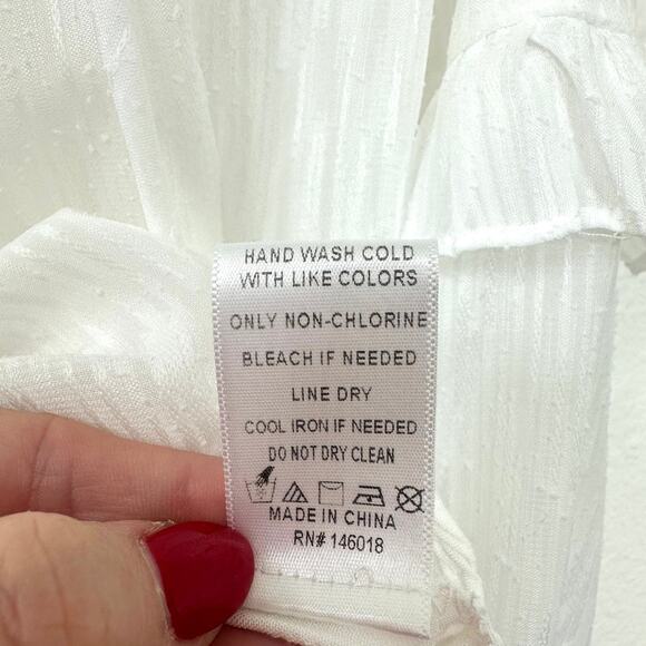 Lost + Wander Sheer Ruffle Sleeve Blouse in White, Size L - Excellent Condition - Picture 8 of 8